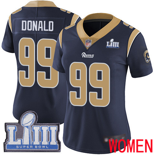 Los Angeles Rams Limited Navy Blue Women Aaron Donald Home Jersey NFL Football #99 Super Bowl LIII Bound Vapor Untouchable